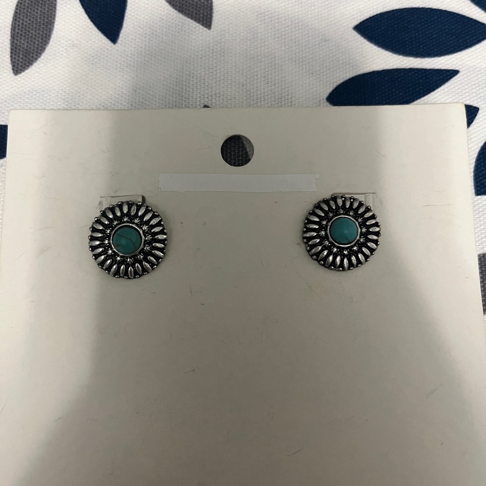 Silver and Turquoise Stud Earrings